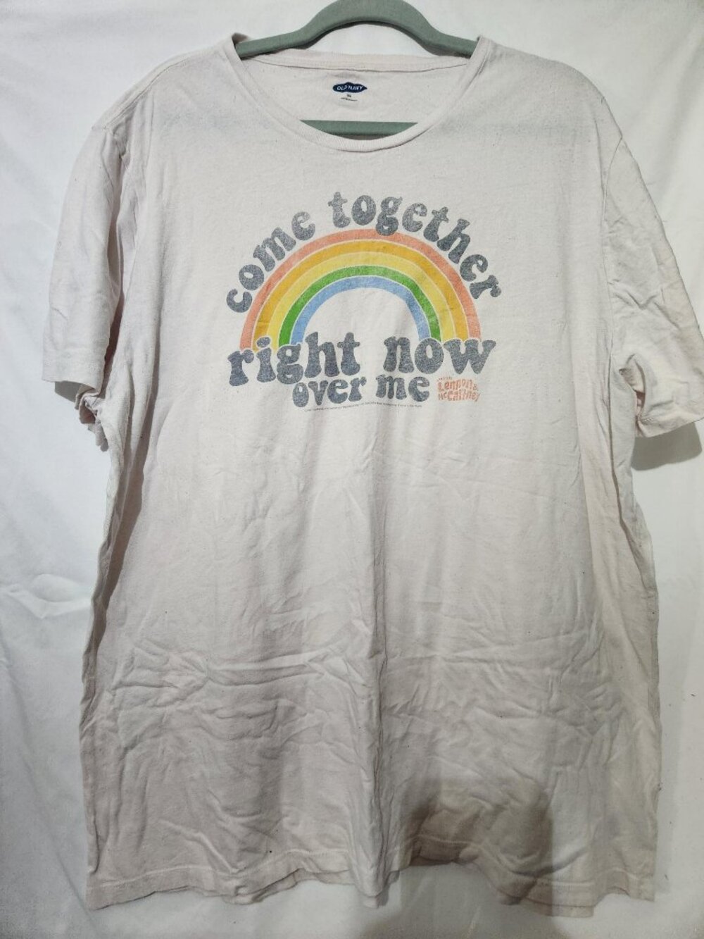 Old Navy Rainbow Graphic Tee XXL Come Together Right Now Over Me Pride Shirt